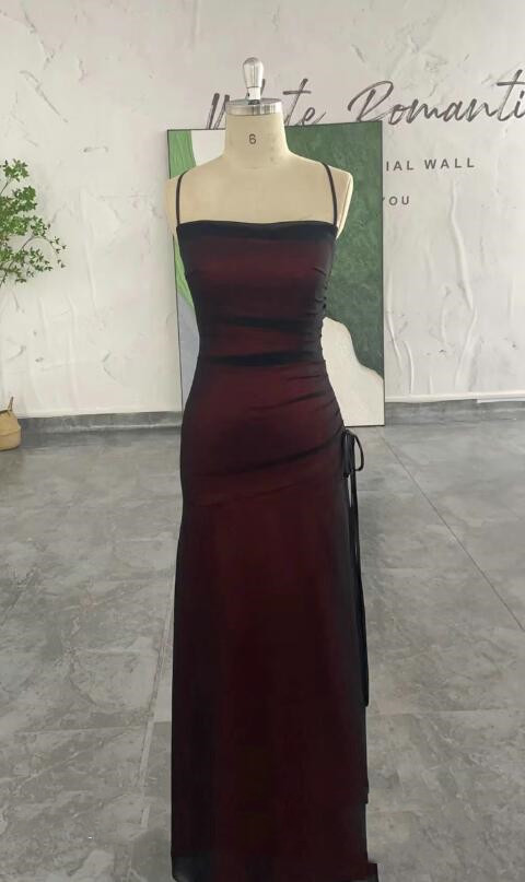 Vintage 90s Prom Dress Black Red Formal Evening Party Gowns Maxi Dress  Split Side on Luulla