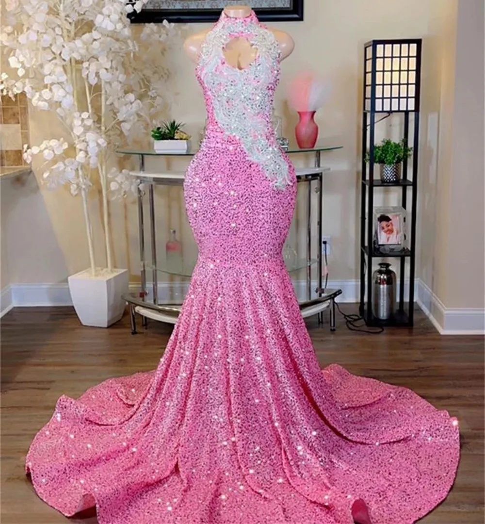 formal grey dresses Sparkly Mermaid Sweetheart Prom Dresses For Plus Size Black People Gir –  RubyFashionDress main image 1