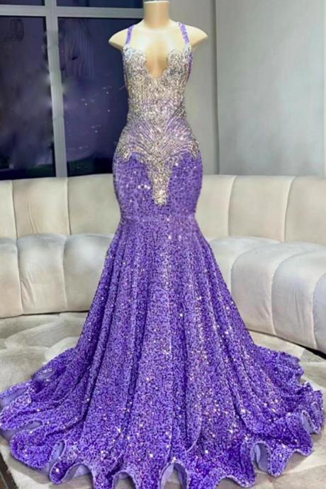 Purple Prom Dresses, Vestidos De Fiesta, Rich Prom Dresses, Robes De Soiree Black Girl Dress