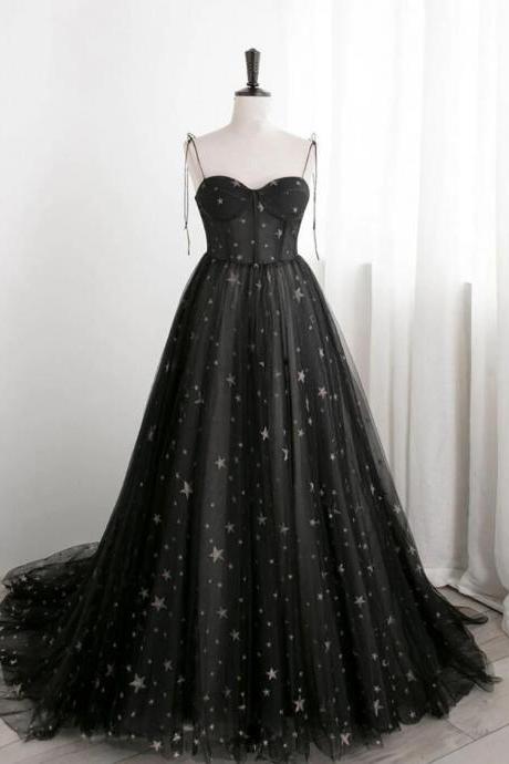 Gothic Black A Line Prom Dresses Formal Graduation Party Gowns