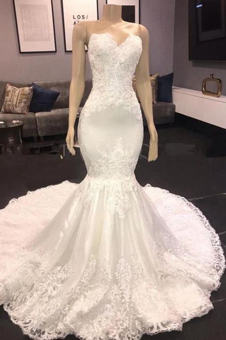 Vintage Lace Wedding Dress, Corset Back Lace Bridal Gowns, Mermaid Wedding Dress, Wedding Dresses For Women, Robe De Soiree