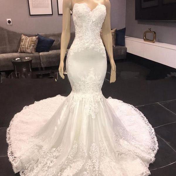 Vintage Lace Wedding Dress, Corset Back Lace Bridal Gowns, Mermaid Wedding Dress, Wedding Dresses For Women, Robe De Soiree